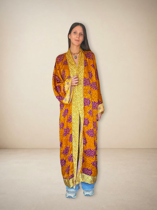 Kimono reversible de seda