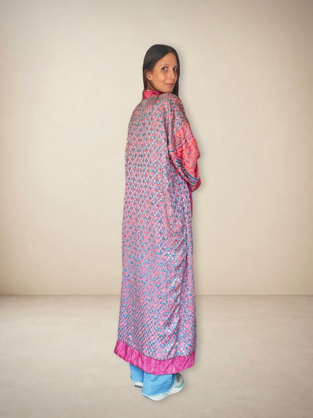 Kimono reversible de seda