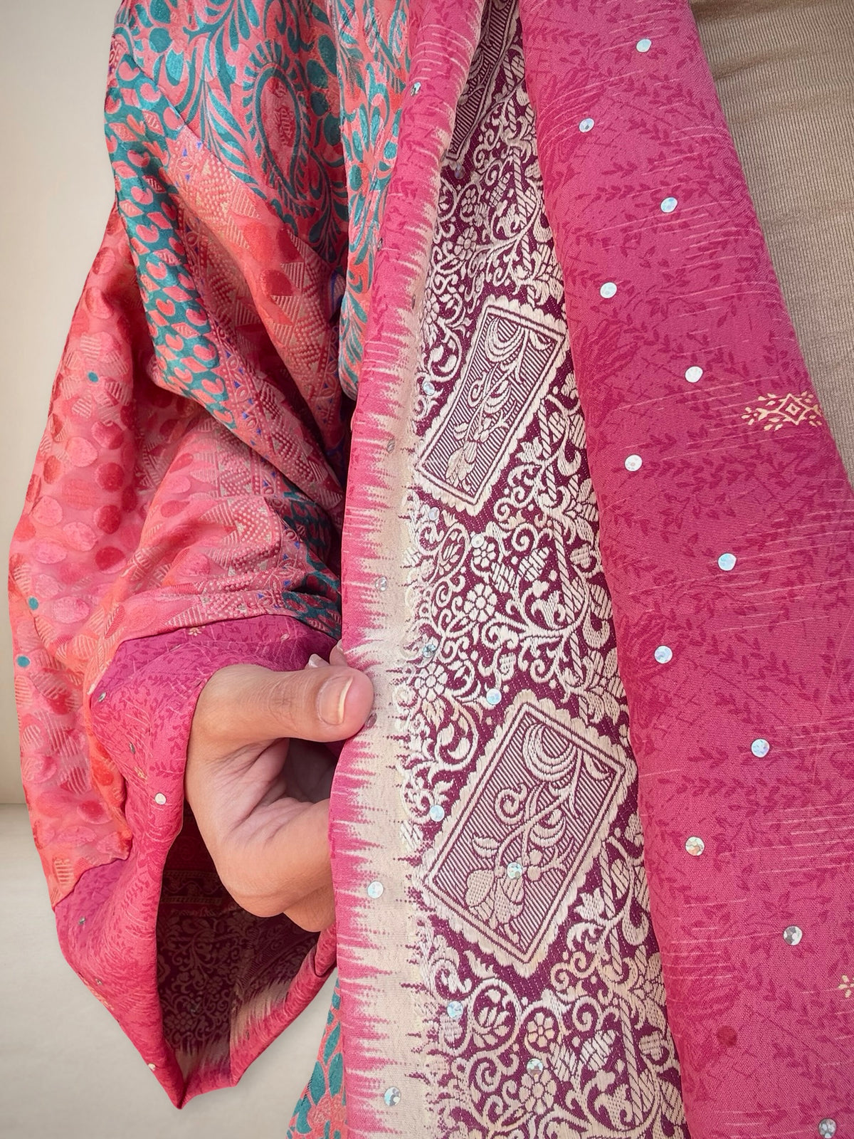 Kimono reversible de seda