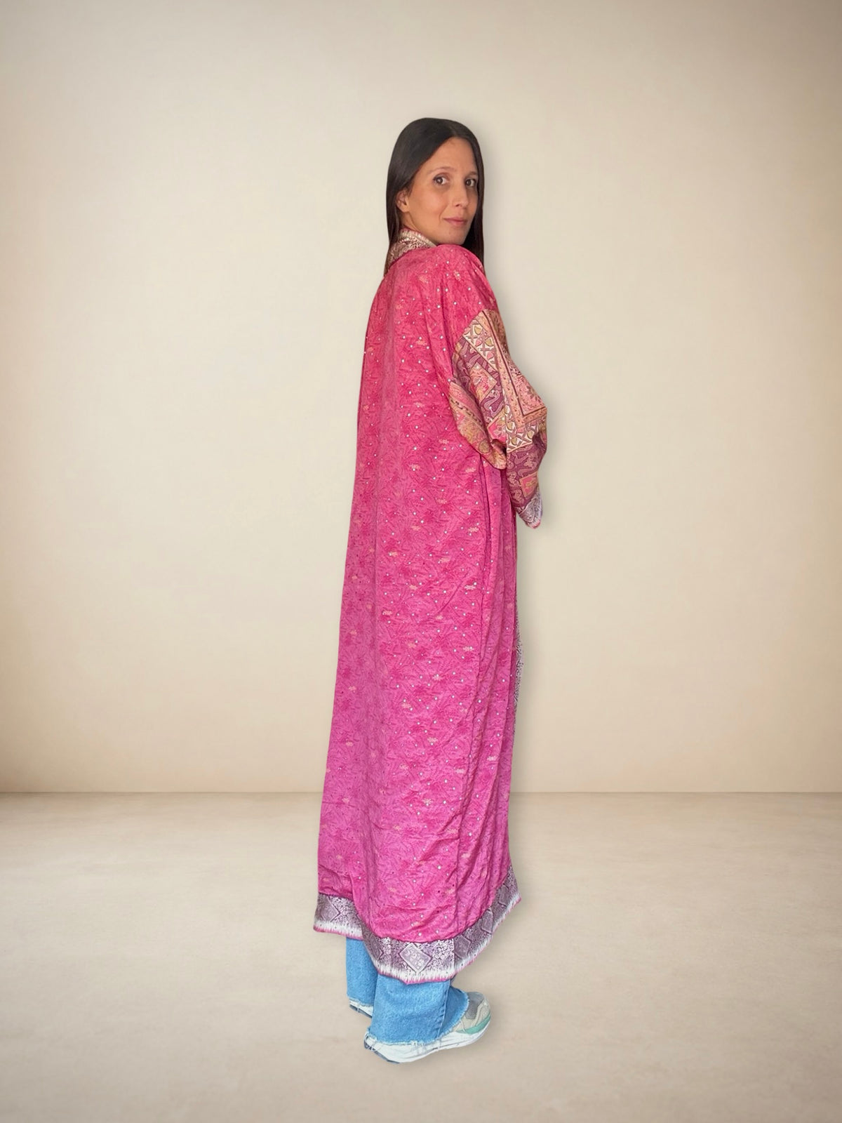 Kimono reversible de seda