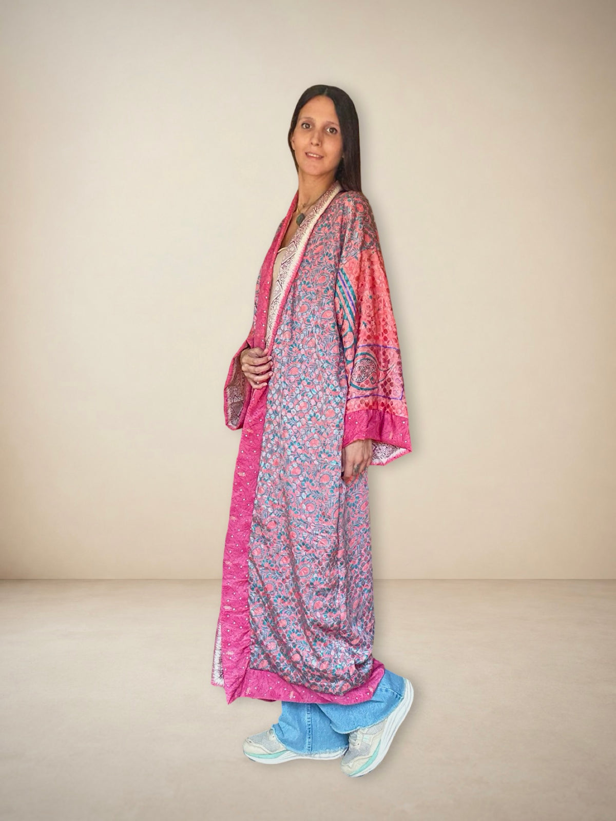 Kimono reversible de seda