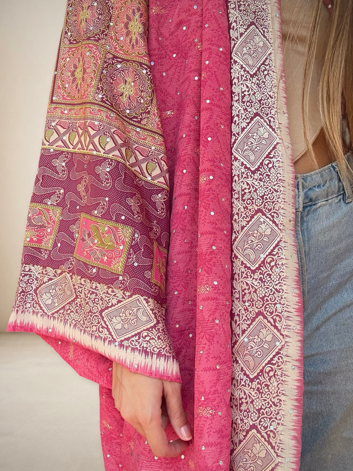 Kimono reversible de seda